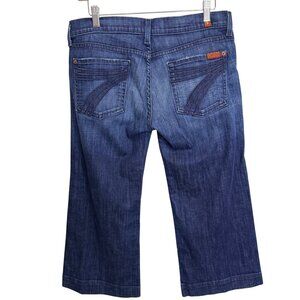 7 For All Mankind Crop Jeans Womens 29 Blue Denim Wide Leg Stretch Made USA
